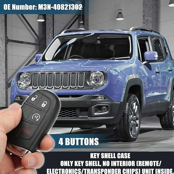 X AUTOHAUX X AUTOHAUX 4-Button Key Fob Case for Jeep & Fiat - Keyless Entry Remote Shell M3N-40821302 (No Chip) - View 4 of 11