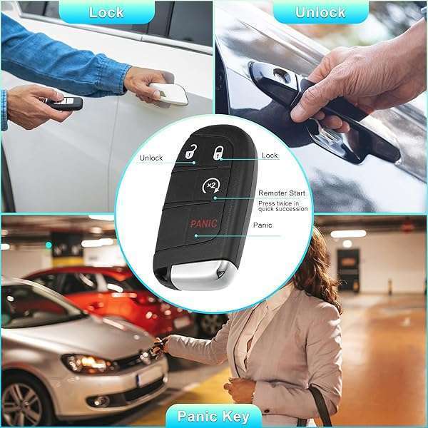 X AUTOHAUX X AUTOHAUX 4-Button Key Fob Case for Jeep & Fiat - Keyless Entry Remote Shell M3N-40821302 (No Chip) - View 6 of 11