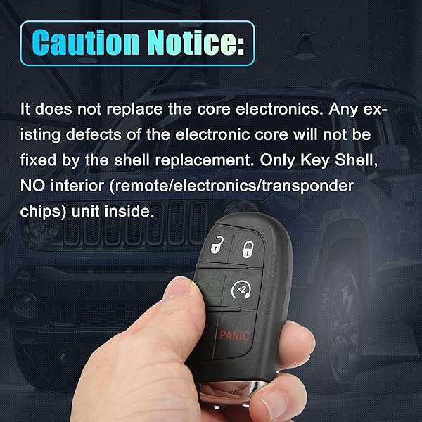X AUTOHAUX X AUTOHAUX 4-Button Key Fob Case for Jeep & Fiat - Keyless Entry Remote Shell M3N-40821302 (No Chip) - View 7 of 11
