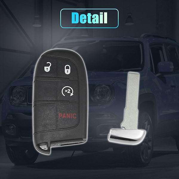 X AUTOHAUX X AUTOHAUX 4-Button Key Fob Case for Jeep & Fiat - Keyless Entry Remote Shell M3N-40821302 (No Chip) - View 8 of 11