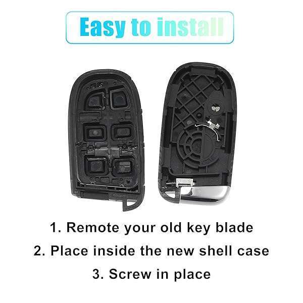 X AUTOHAUX X AUTOHAUX 4-Button Key Fob Case for Jeep & Fiat - Keyless Entry Remote Shell M3N-40821302 (No Chip) - View 10 of 11