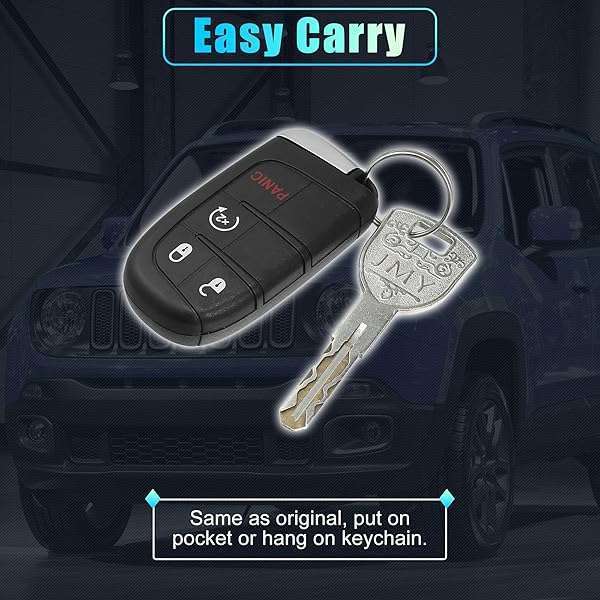 X AUTOHAUX X AUTOHAUX 4-Button Key Fob Case for Jeep & Fiat - Keyless Entry Remote Shell M3N-40821302 (No Chip) - View 11 of 11