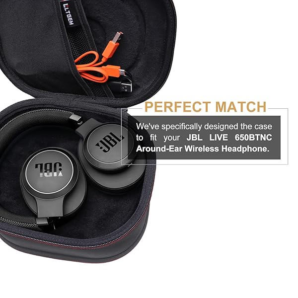 L LTGEM LTGEM EVA Hard Case for JBL Live 770NC/660NC/650BT/460NC/670NC/400BT/500BT and JBL Tune 770NC/710BT/720BT/760NC/700BT/750BT/510BT/660NC/520BT/500/Tour One/E45BT Bluetooth Wireless Headphone(Black) - View 2 of 7