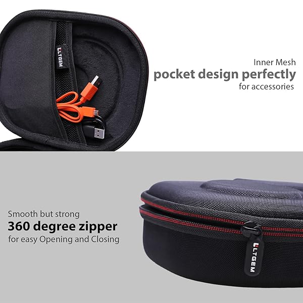 L LTGEM LTGEM EVA Hard Case for JBL Live 770NC/660NC/650BT/460NC/670NC/400BT/500BT and JBL Tune 770NC/710BT/720BT/760NC/700BT/750BT/510BT/660NC/520BT/500/Tour One/E45BT Bluetooth Wireless Headphone(Black) - View 7 of 7