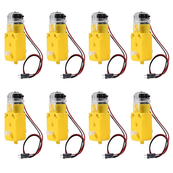 AOICRIE 8PCS DC Electric Gear Motors for Arduino Smart RC Cars - 3V-6V Dual Shaft Kit with 2Pin Connectors for DIY Robotics