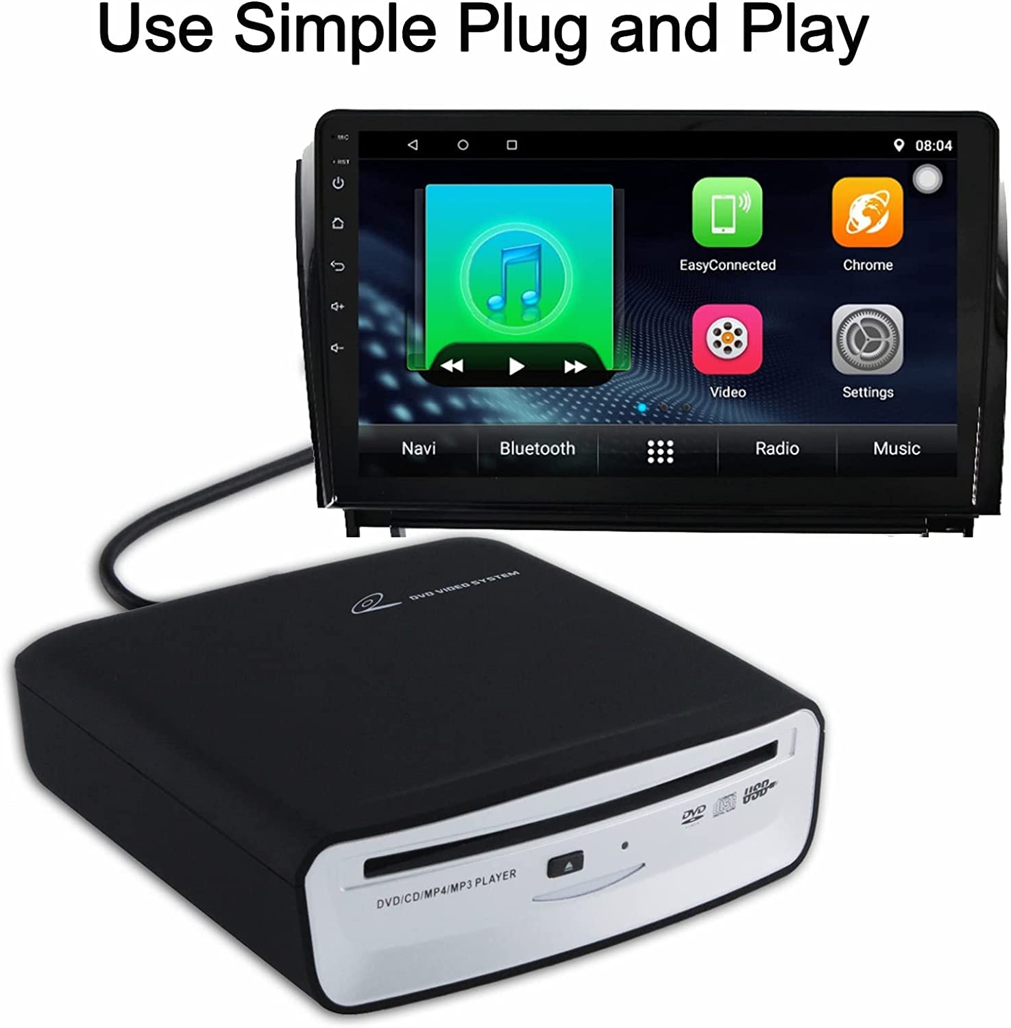 External Car CD Player USB Device for Android Navigation Plug and Play Compatible with Android Version 4.4 and Above - View 3 of 7