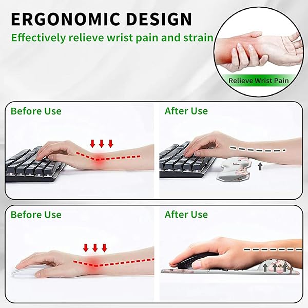 CGFGHHUY Cherry Blossom Keyboard Wrist Rest Pad and Ergonomic Gaming Mouse Pad Set with Memory Foam for Easy Typing and Wrist Pain Relief - View 5 of 9