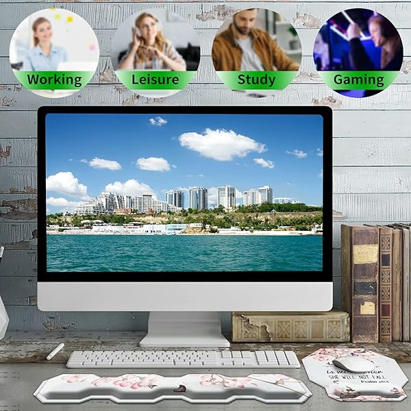 CGFGHHUY Cherry Blossom Keyboard Wrist Rest Pad and Ergonomic Gaming Mouse Pad Set with Memory Foam for Easy Typing and Wrist Pain Relief - View 7 of 9