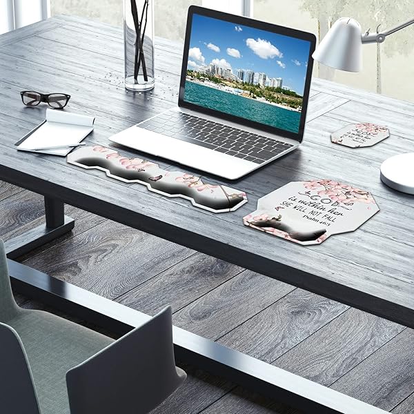 CGFGHHUY Cherry Blossom Keyboard Wrist Rest Pad and Ergonomic Gaming Mouse Pad Set with Memory Foam for Easy Typing and Wrist Pain Relief - View 9 of 9