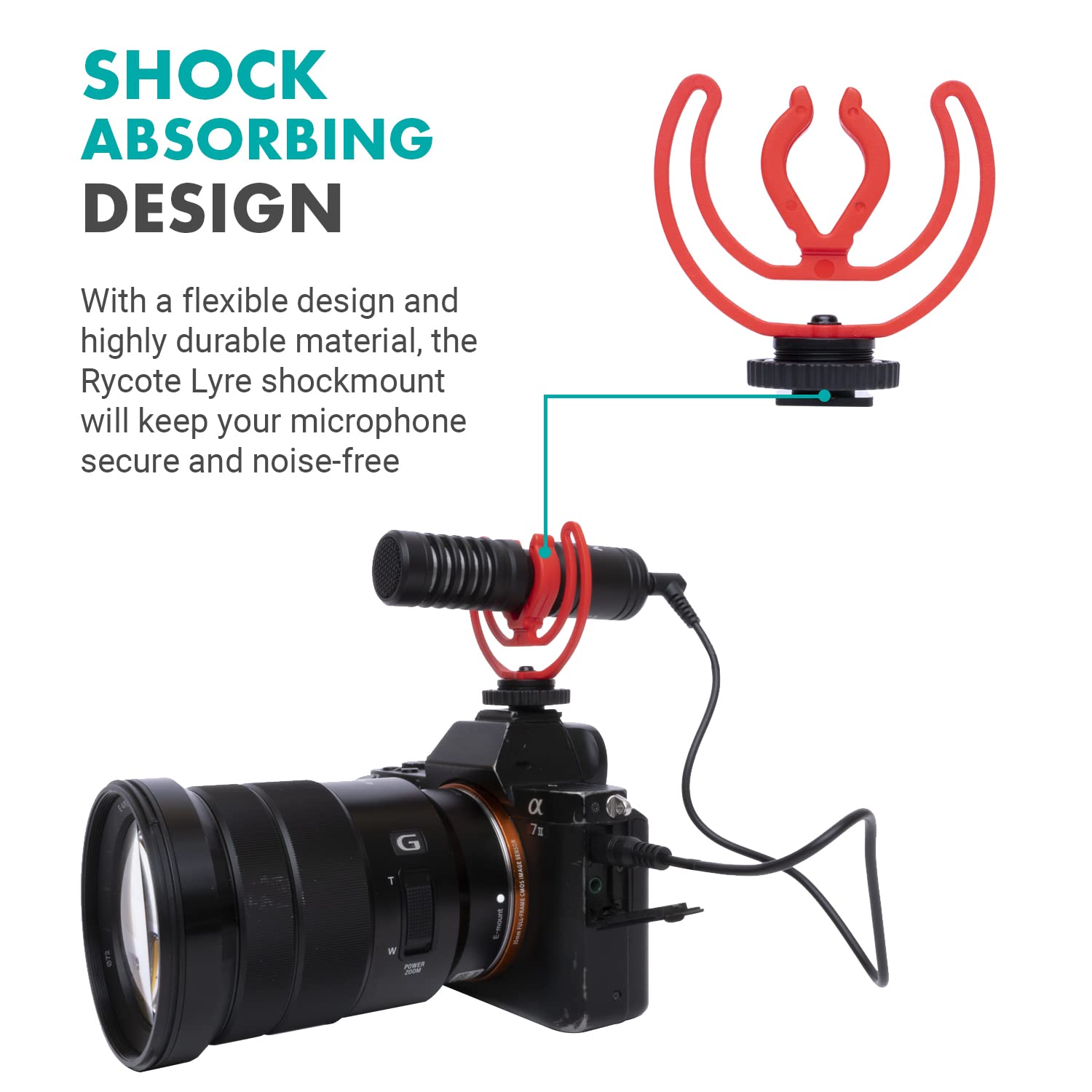 Movo Movo SMVXR10RY Rycote Lyre Shockmount for 19mm to 22mm Shotgun Video Microphones with Camera Shoe Mount for VXR10 and Similar Mics - View 4 of 5