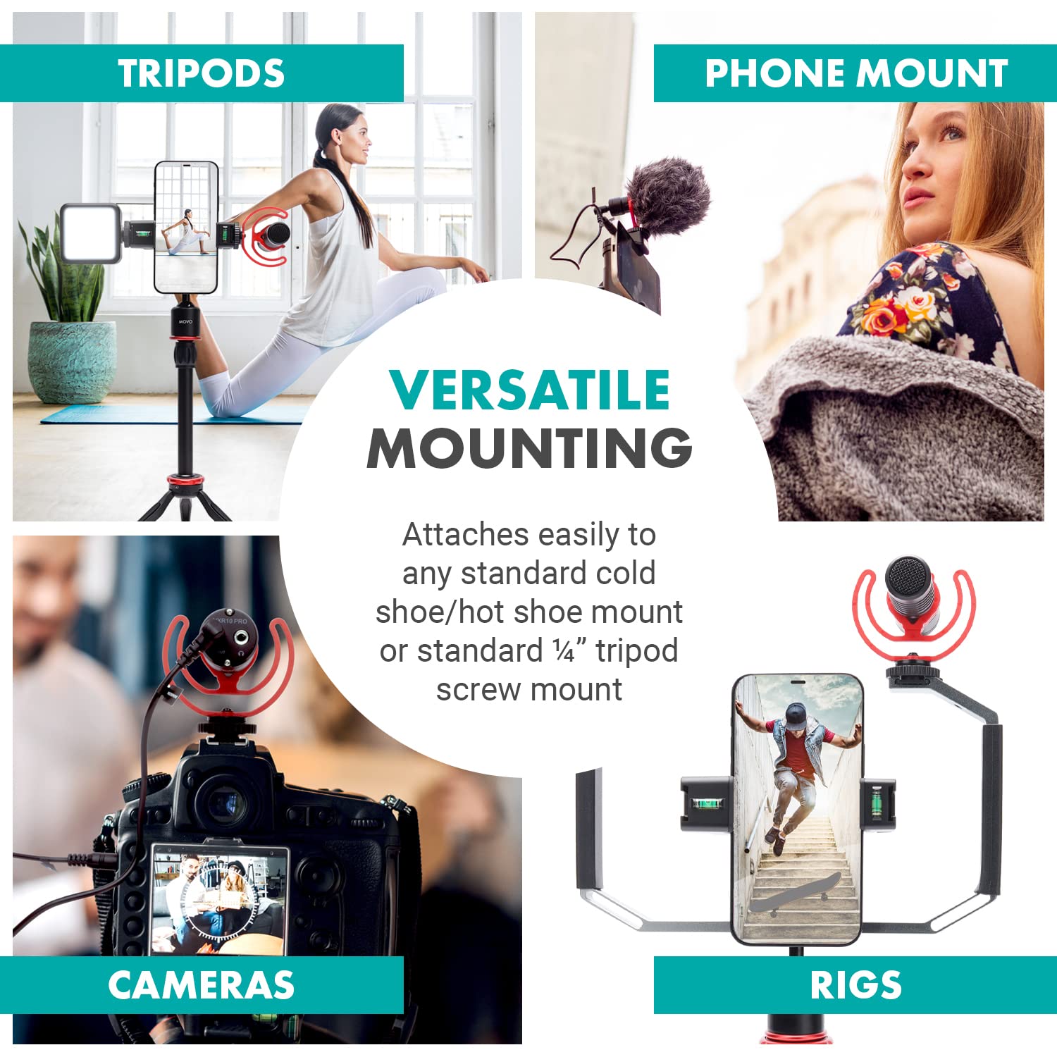 Movo Movo SMVXR10RY Rycote Lyre Shockmount for 19mm to 22mm Shotgun Video Microphones with Camera Shoe Mount for VXR10 and Similar Mics - View 5 of 5