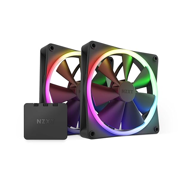 NZXT NZXT F140 RGB Fans - RF-R14DF-B1 - Advanced RGB Lighting Customization - Whisper Quiet Cooling - Twin (RGB Fan &amp; Controller Included) - 140mm Fan - Black