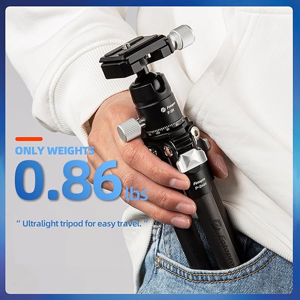 Fotopro Fotopro Mini Carbon Fiber Tripod, Lightweight Compact Travel Tripod with 360 Degree Ball Head, QR Plate for Camera Camcorder, Mini Tripod Max Load 11lbs, Black - View 5 of 8