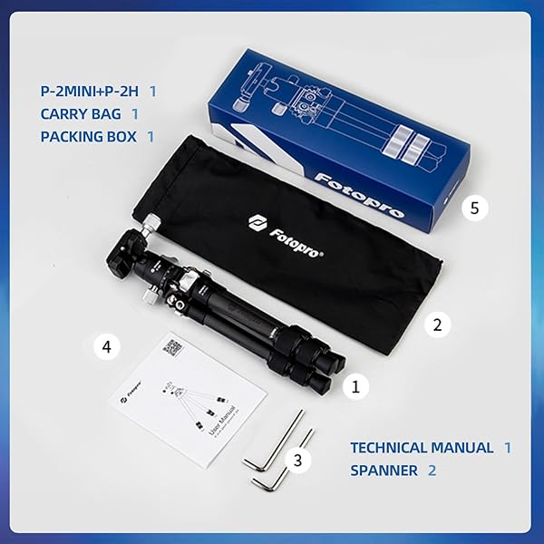 Fotopro Fotopro Mini Carbon Fiber Tripod, Lightweight Compact Travel Tripod with 360 Degree Ball Head, QR Plate for Camera Camcorder, Mini Tripod Max Load 11lbs, Black - View 8 of 8