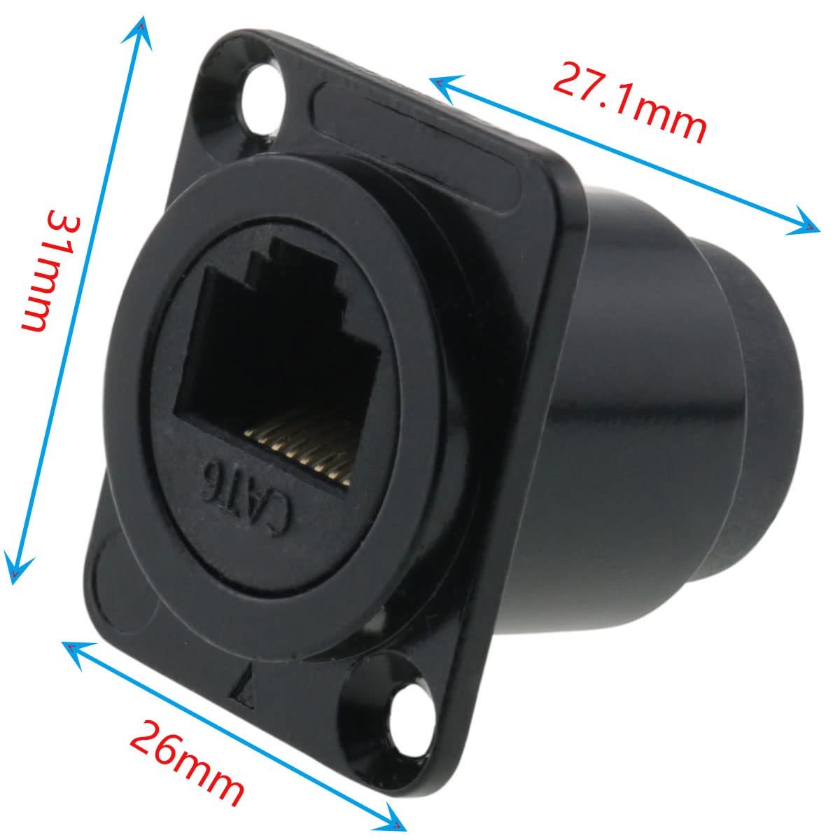 ZCZQC D Type RJ45 Cat6 Coupler ZCZQC CAT6 D Series Panel Mount Connector D CAT6 EtherCon Pass Through Connector for Reliable Networking - View 3 of 6