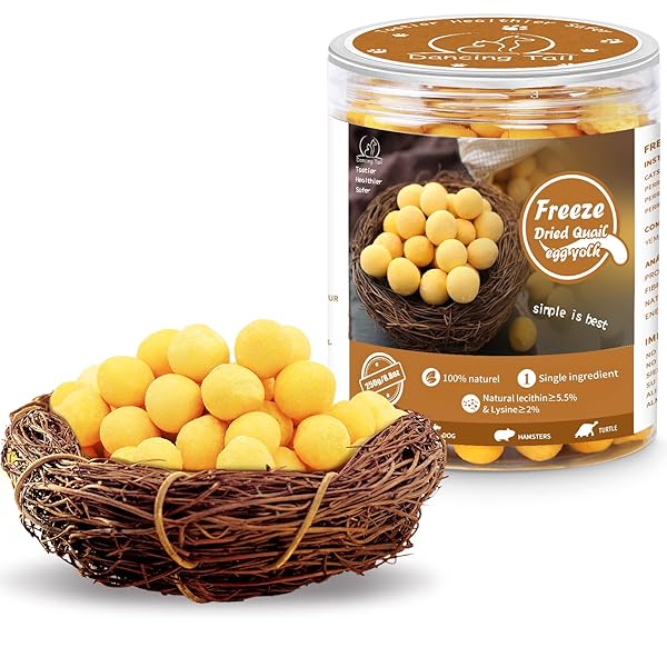 Dancing Tail Dancing Tail Freeze Dried Cat and Dog Treats Quail Egg Yolk Healthy Snacks for Training 8.8 Ounce Limited Ingredient