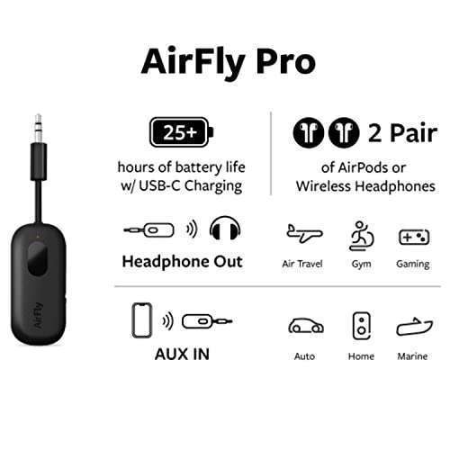 Twelve South Buy Twelve South AirFly Pro: Bluetooth Audio Transmitter for 2 Headphones - Compatible with 3.5mm Jack, Black - View 5 of 9