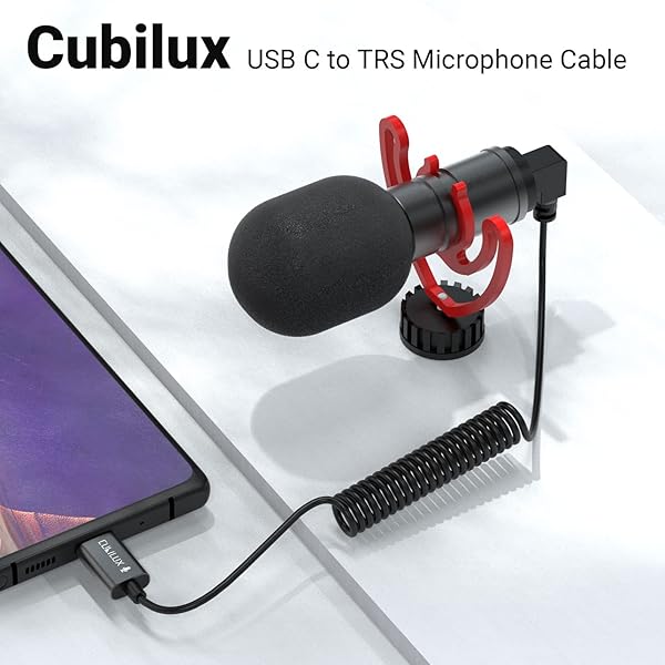 Cubilux High-Quality Cubilux USB C to 3.5mm TRS Microphone Cable for iPhone 15 Pro Max, Samsung S24 & Pixel 8 - View 3 of 7