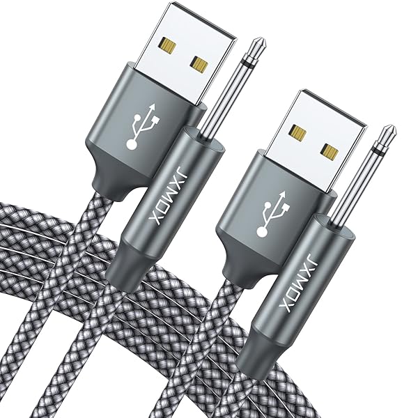 JXMOX USB Charger Cord 2.5mm, (2-Pack 3ft) Replacement DC Charging Cable (Grey)