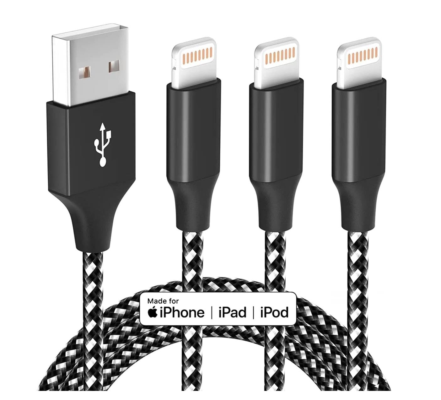 Apple MFi Certified iPhone Charger Fast Charging 3 Pack 10 FT Nylon Braided Lightning Cable Compatible with iPhone 13 12 11 Pro Max and More
