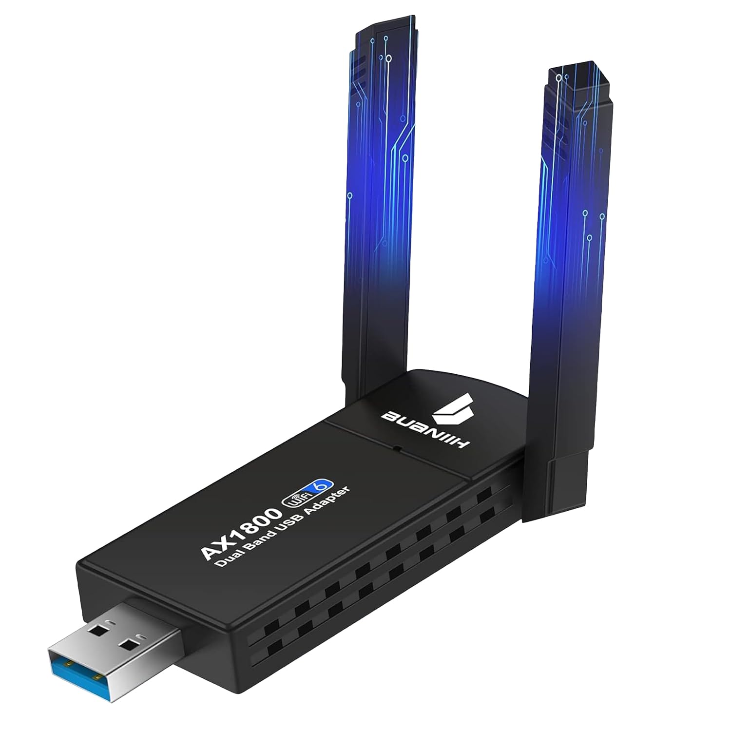 BUANIIH High Speed WiFi USB Adapter for PC 1800Mbps Dual Band with 5dBi Antennas for Stable Streaming and Gaming Compatible with Windows 7 to 11