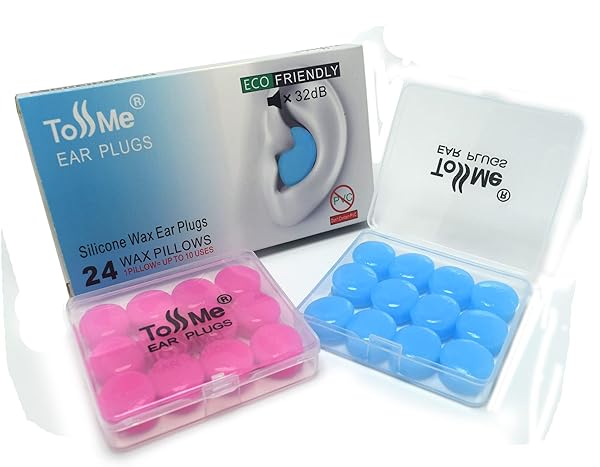 ToSSme Wax Ear Plugs for Sleep 24 Silicone Earplugs for Swimming and Noise Cancelling Ear Protection SNR 32dB