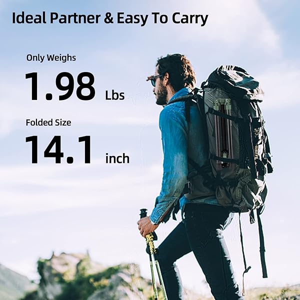 Fotopro Fotopro Carbon Fiber Tripod 60 Inch 360 Degree Ball Head Quick Release Plate Lightweight Camera Tripod for Travel Tripod Folded Height Only 14.2",Max Loads up to 22lbs,Green - View 6 of 8