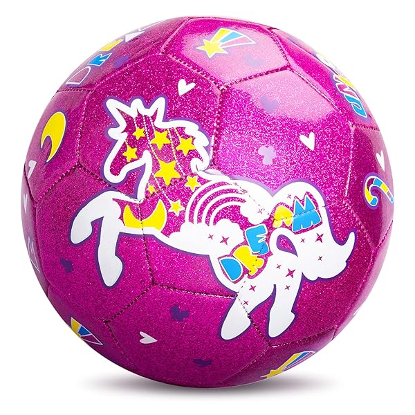 ZOOJOY ZOOJOY Size 3 Pink Unicorn Soccer Ball for Kids with Pump Perfect Gift for Toddlers Ages 2 to 8 Indoor Outdoor Play