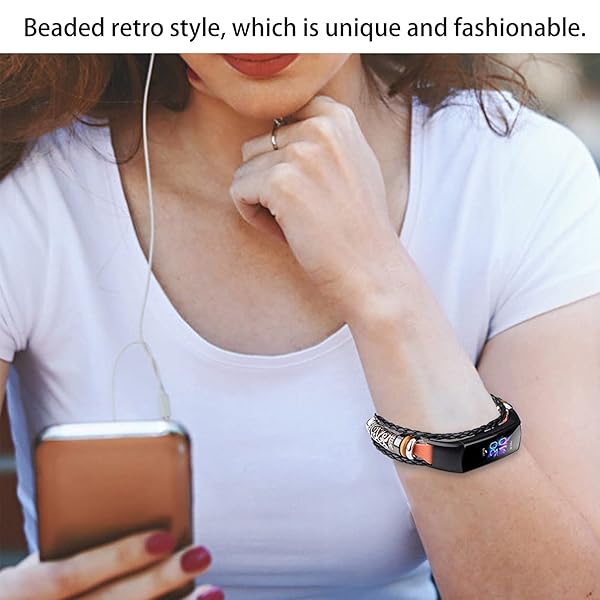 plplaaoo Plplaaoo Braided Leather Watch Strap - Retro Sports Band for Honor 5 & 4 | Stylish Replacement with Metal Beads - View 5 of 11