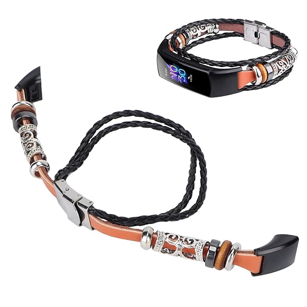 plplaaoo Plplaaoo Braided Leather Watch Strap - Retro Sports Band for Honor 5 & 4 | Stylish Replacement with Metal Beads - View 7 of 11