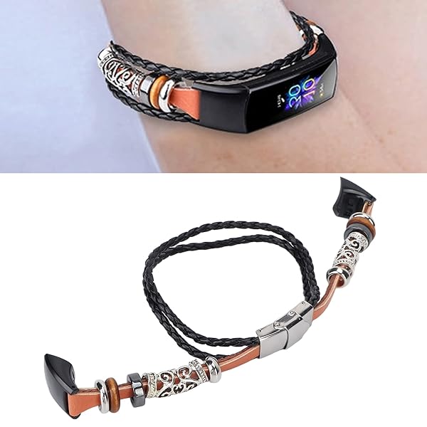 plplaaoo Plplaaoo Braided Leather Watch Strap - Retro Sports Band for Honor 5 & 4 | Stylish Replacement with Metal Beads