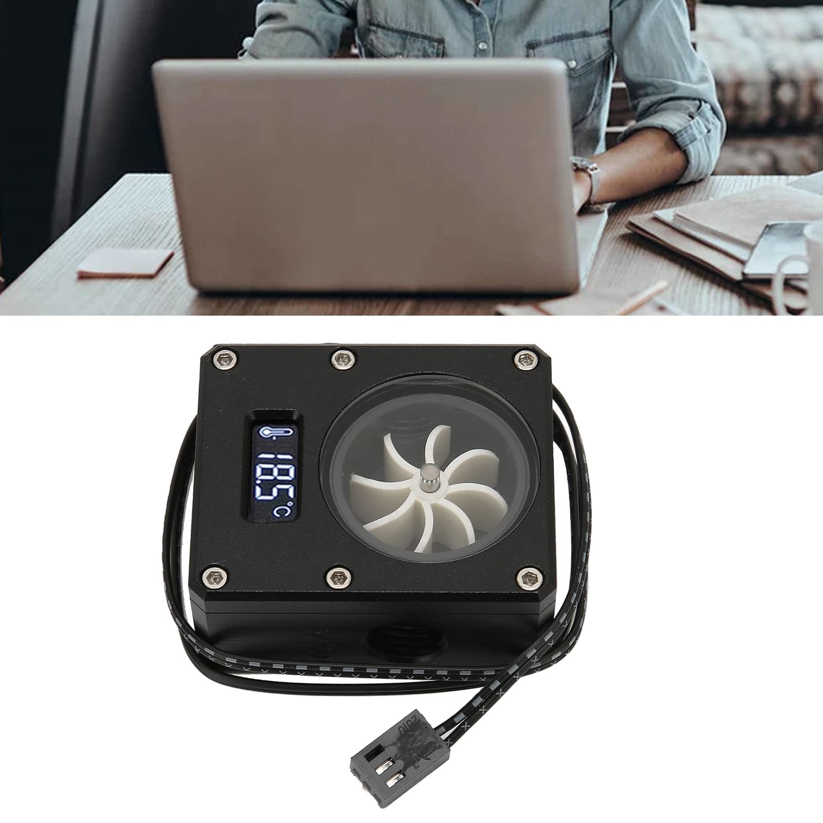 GOWENIC Water Cooling Meter Indicator 12V Small PC Acrylic Rustproof 3pin G1/4 Thread for Efficient PC Water Cooling System Black - View 8 of 9