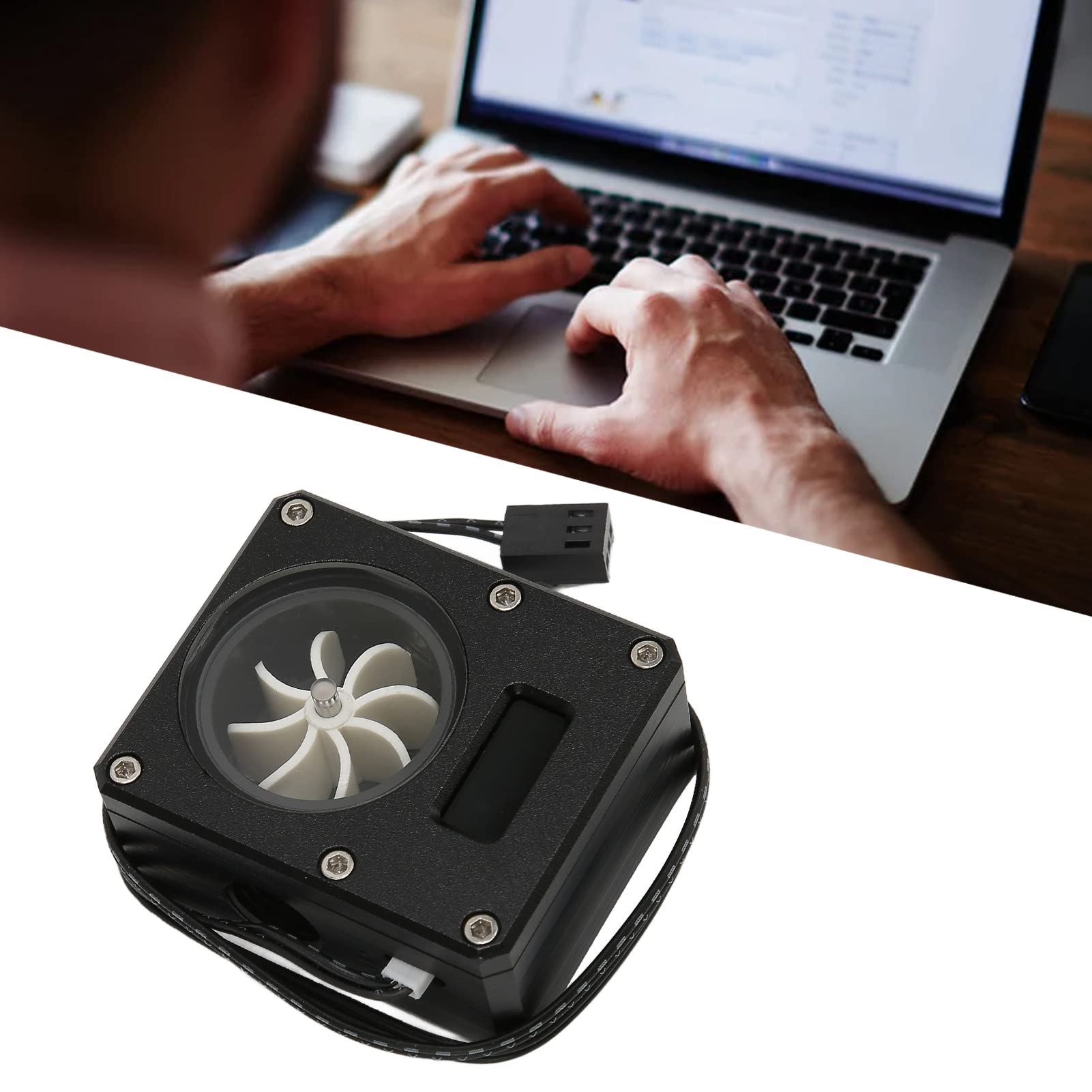 GOWENIC Water Cooling Meter Indicator 12V Small PC Acrylic Rustproof 3pin G1/4 Thread for Efficient PC Water Cooling System Black - View 9 of 9