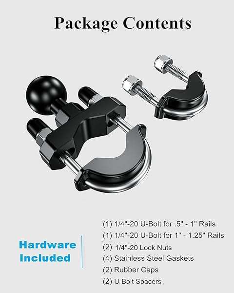 BRCOVAN Buy BRCOVAN Handlebar U-Bolt Mount Base with 1'' TPU Ball - Fits 0.5'' to 1.25'' Rails, Compatible with RAM Mounts & Phone Holders - View 5 of 11