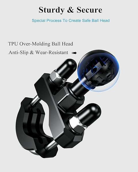 BRCOVAN Buy BRCOVAN Handlebar U-Bolt Mount Base with 1'' TPU Ball - Fits 0.5'' to 1.25'' Rails, Compatible with RAM Mounts & Phone Holders - View 7 of 11