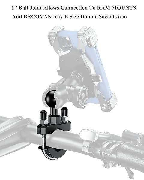 BRCOVAN Buy BRCOVAN Handlebar U-Bolt Mount Base with 1'' TPU Ball - Fits 0.5'' to 1.25'' Rails, Compatible with RAM Mounts & Phone Holders - View 8 of 11