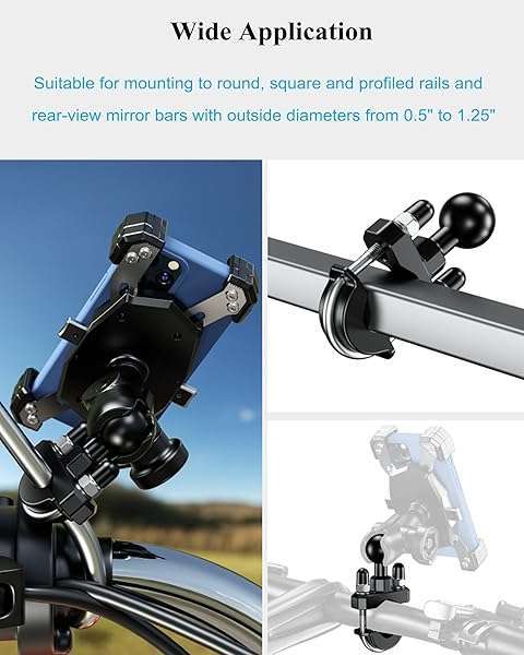 BRCOVAN Buy BRCOVAN Handlebar U-Bolt Mount Base with 1'' TPU Ball - Fits 0.5'' to 1.25'' Rails, Compatible with RAM Mounts & Phone Holders - View 9 of 11