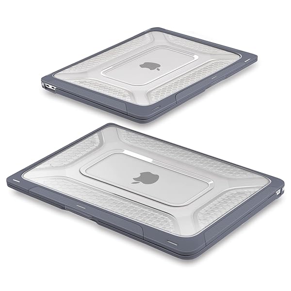 Batianda Batianda Heavy Duty Protective Case for MacBook Air 13 inch 2021 2020 A2337 M1 A2179 A1932 with Slim Bumper Kickstand and Keyboard Cover Gray - View 5 of 7