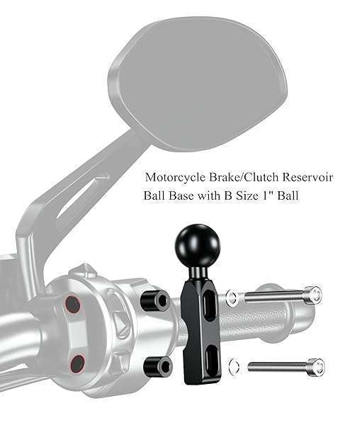 BRCOVAN BRCOVAN Aluminum Alloy Mount Base with 1'' TPU Ball for Motorcycle Brake/Clutch - Compatible with RAM B Size Double Socket & Phone Holder - View 4 of 8