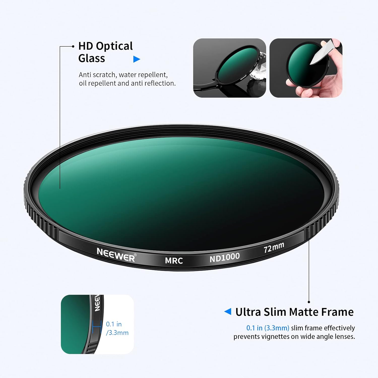 NEEWER NEEWER 72mm ND1000 Neutral Density Filter Ultra Slim HD Optical Glass for Long Exposure Photography - View 5 of 8