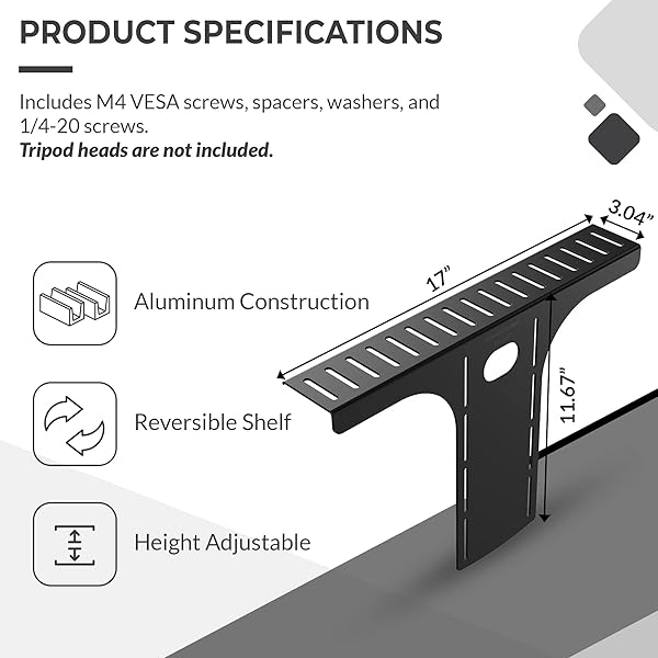 HumanCentric HumanCentric DSLR Monitor Mount: Versatile Camera Shelf for Desk, VESA Arm & Tripod Replacement - View 6 of 11