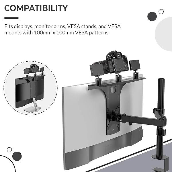 HumanCentric HumanCentric DSLR Monitor Mount: Versatile Camera Shelf for Desk, VESA Arm & Tripod Replacement - View 8 of 11