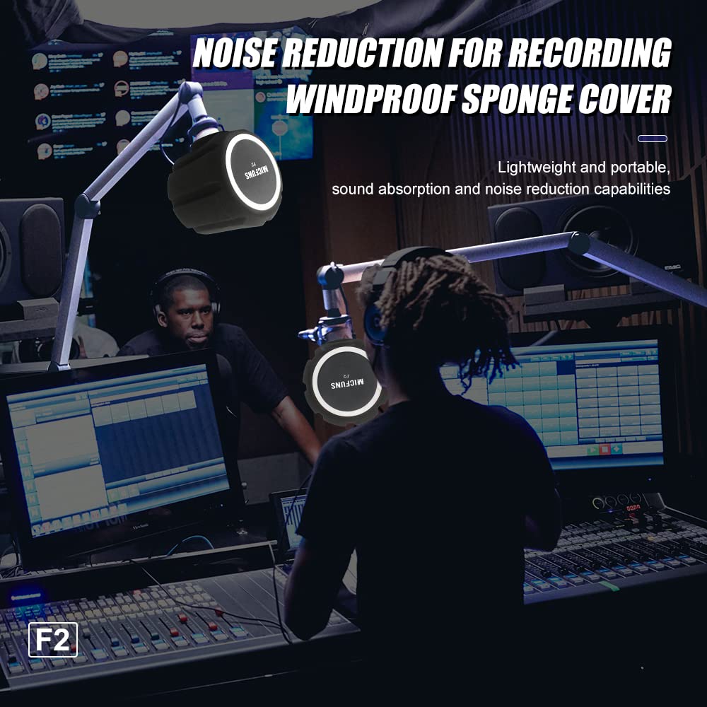 micfuns Micfuns F2 Professional Microphone Windscreens Pop Filter Acoustic Filter for 45mm to 60mm Microphones Reduces Noise and Reflections Black - View 5 of 8