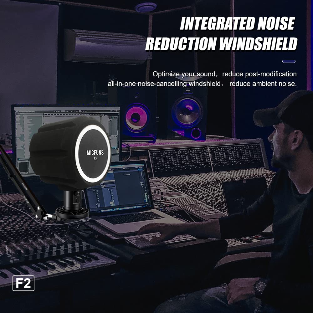 micfuns Micfuns F2 Professional Microphone Windscreens Pop Filter Acoustic Filter for 45mm to 60mm Microphones Reduces Noise and Reflections Black - View 8 of 8