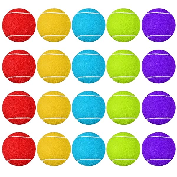 Yunsailing Pack of 20 Colored Tennis Balls for Dogs 2.5 Inch Interactive Puppy Toy for All Sizes with Bag for Training Play and Exercise