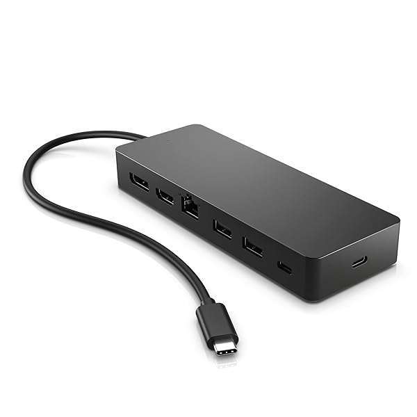 HP 7-in-1 USB-C Docking Station: Dual 4K@30Hz, HDMI, DisplayPort, USB-A, RJ45 for Windows, Mac, Chrome - Perfect for Laptops & PCs