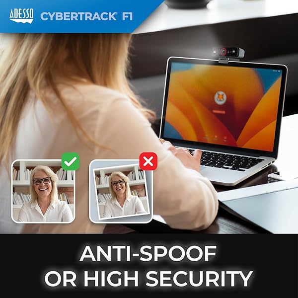 Adesso Adesso CyberTrack F1 1080P HD Webcam with Dual Microphone & Privacy Shutter for Windows Hello - Perfect for Desktop PCs - View 6 of 11