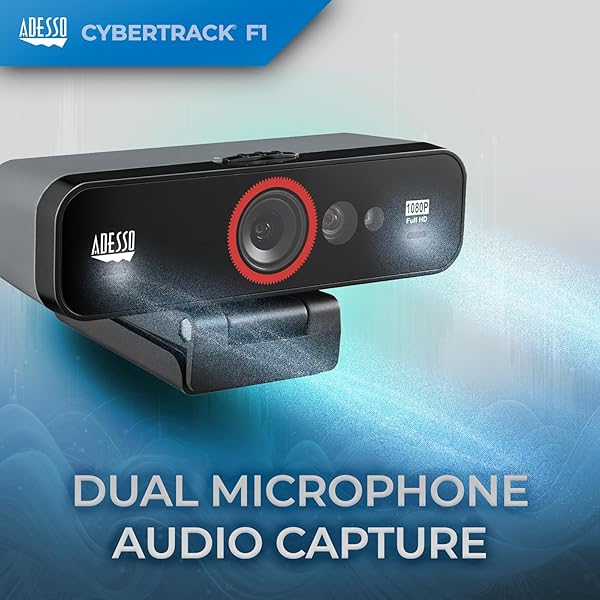 Adesso Adesso CyberTrack F1 1080P HD Webcam with Dual Microphone & Privacy Shutter for Windows Hello - Perfect for Desktop PCs - View 9 of 11