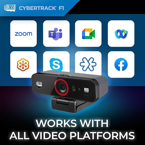 Adesso Adesso CyberTrack F1 1080P HD Webcam with Dual Microphone & Privacy Shutter for Windows Hello - Perfect for Desktop PCs - View 10 of 11