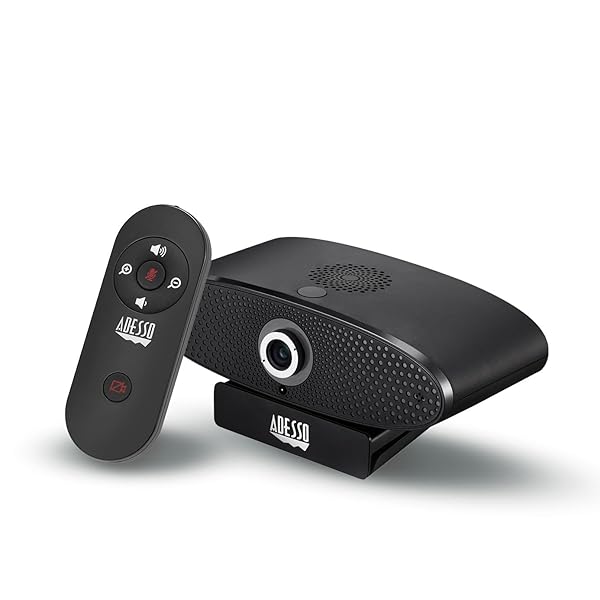 Adesso 4K Webcam for Meetings: Ultra HD Camera with Remote, 8MP Sensor, 4X Zoom & Clear Audio for PC & Laptop